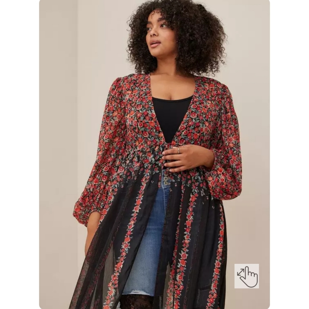 torrid | Lurex Chiffon Tie-Front Maxi Kimono